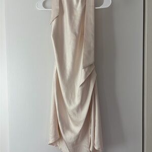 Hello Molly Sleeveless Bias-Cut Satin Dress in Light Nude